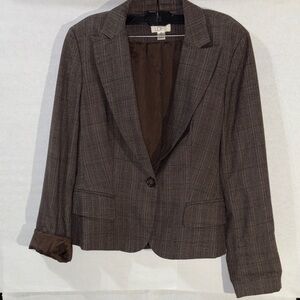 LOFT Women's Classic Brown Plaid Blazer
